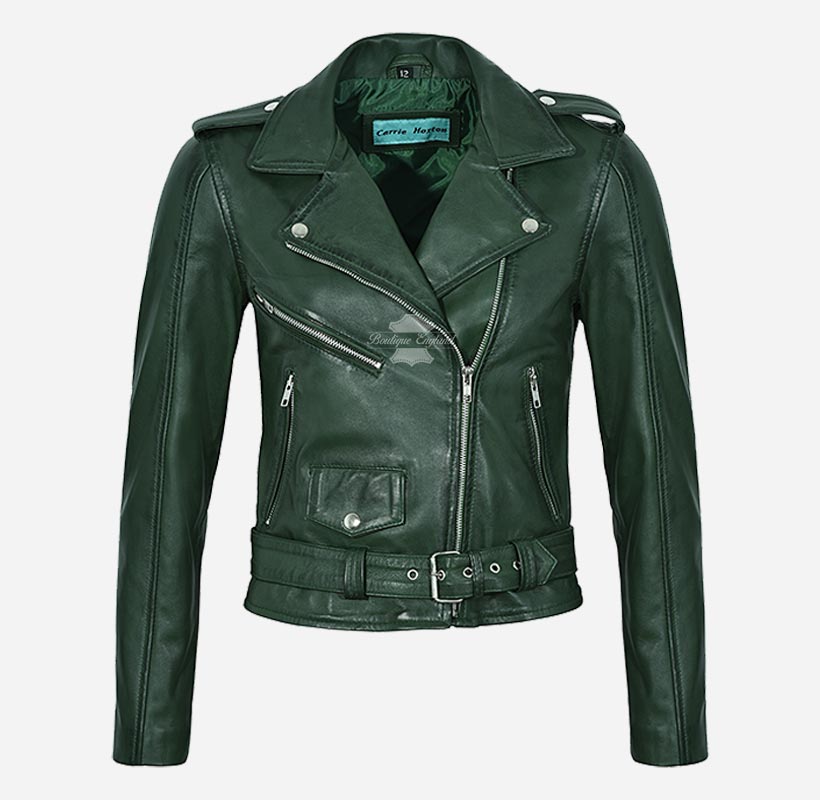 MB Ladies Biker Style Leather Jacket Short Fitted Fashion Jacket