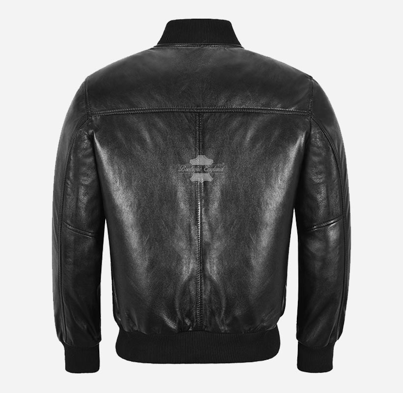 Squadron Black Bomber Leather Jacket for Mens Soft Leather Jacket ...