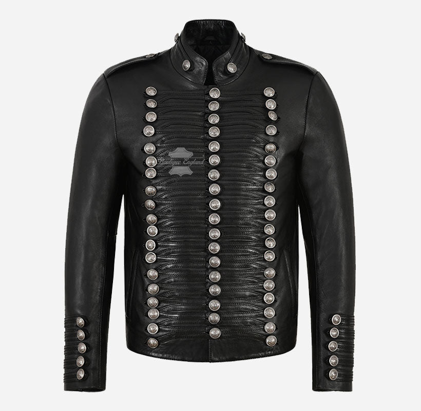MILITARY PARADE Men's Studded Leather Jacket Classic Fashion Jacket