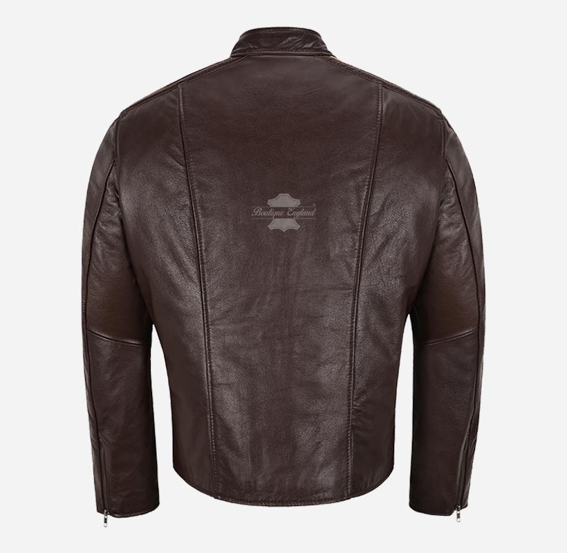 ORION Mens Cowhide Leather Biker Jacket Classic Racer Jacket