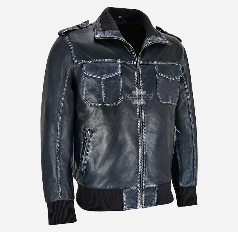 RAVAGER Veste bomber vintage en cuir ciré pour homme – Boutique