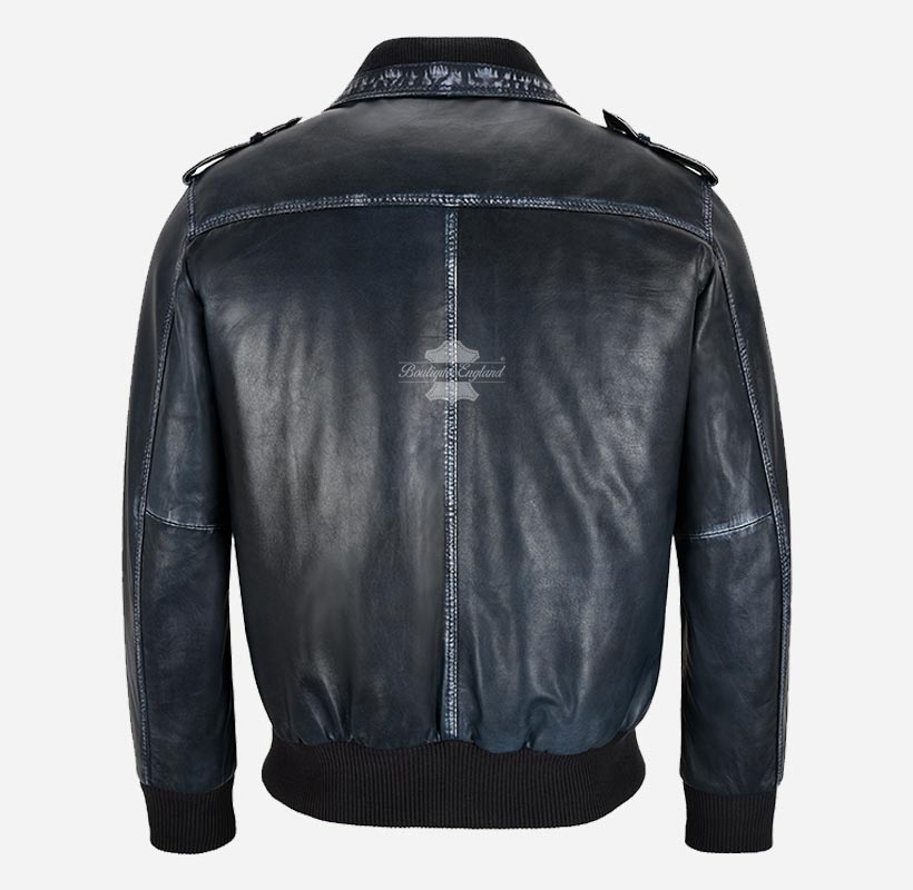 Ravager Mens Leather Bomber Jacket Vintage Waxed Leather Jacket