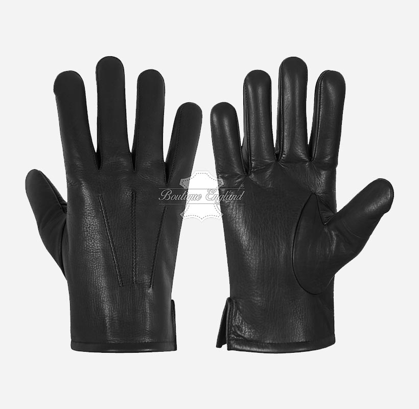 MEN LEATHER GLOVES WITH THERMAL LINING
