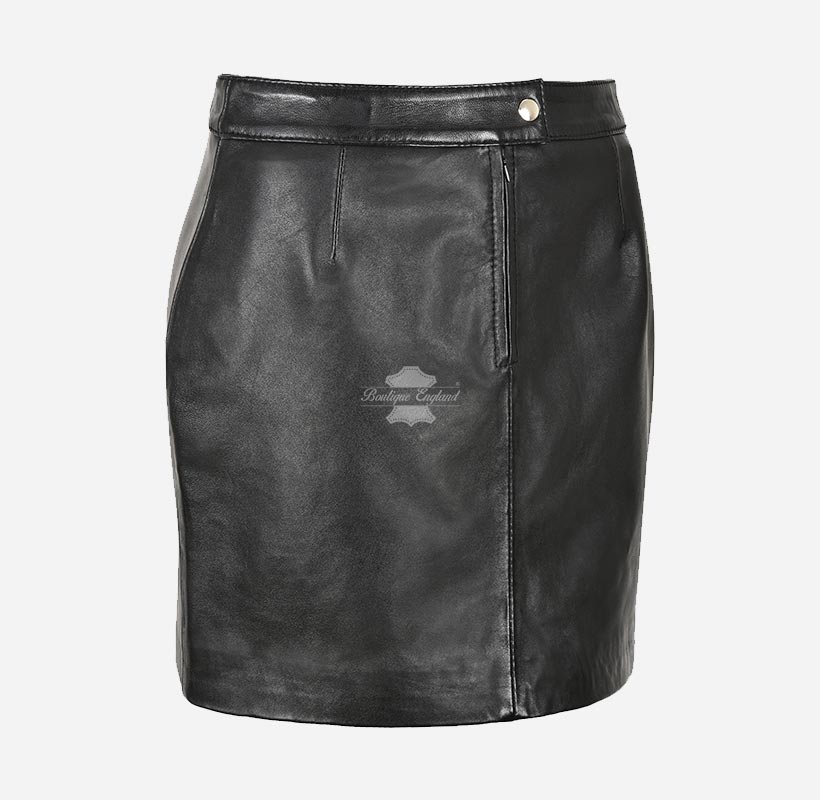Ladies Black Leather Skirt Women Formal Party Pencil Utility Skirt