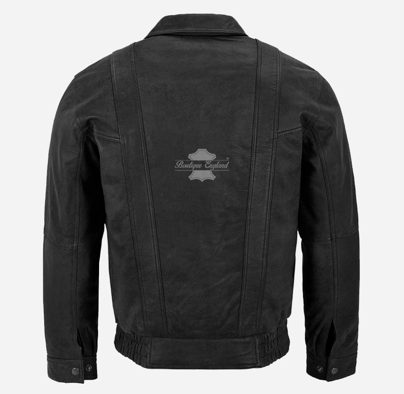 WINSDOR Regular Fit Leather Bomber Jacket For Mens