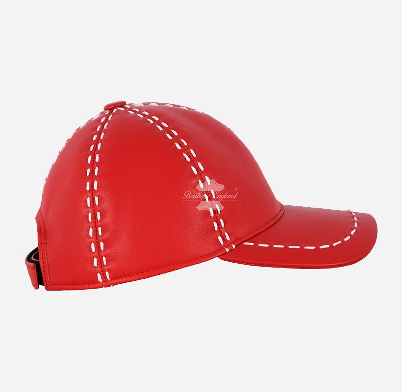 UNISEX White Saddle Stitch Leather Baseball Cap Casual Sport Hat