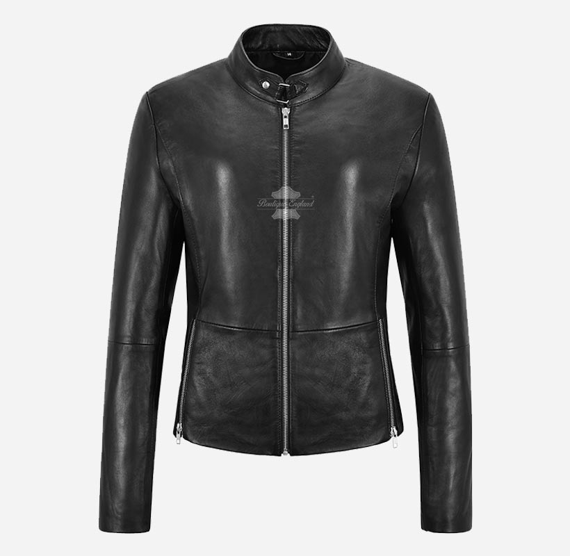 Anne Ladies Biker Leather Jacket Black Leather Jacket
