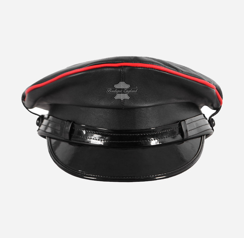 Leather Peaked Police Military Style Cap Boutique England leather-peaked-police-military-style-cap-boutique-england