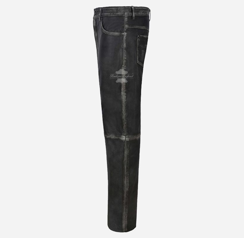 501 Men's Leather Jeans Casual Soft Leather Pants Trousers