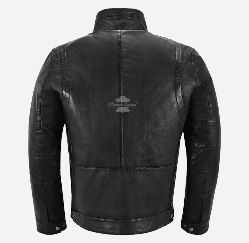 CAIN Men's Casual Blouson Leather Jacket Soft Lambskin Jacket
