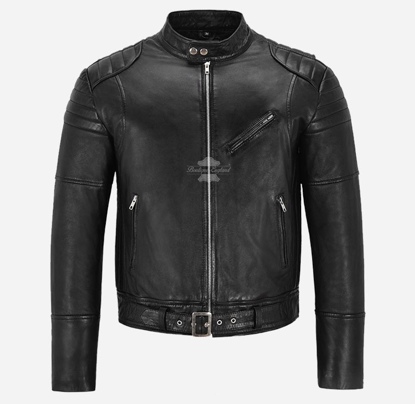 STOKLEY Men's Biker Leather Jacket Fitted Fashion Leather Jacket