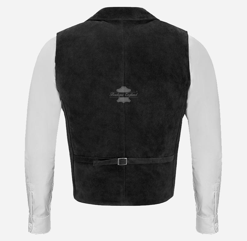 EDWARDIAN Men's Double Breasted Suede Waistcoat Leather Vest