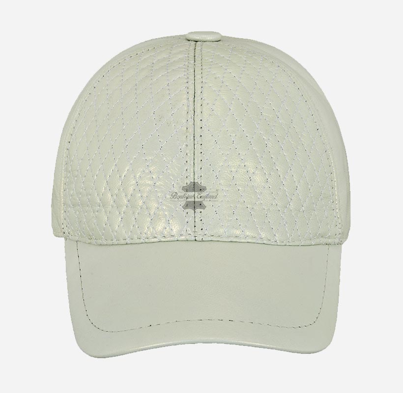Unisex Leather Baseball Caps with Diamond Quilted Pattern