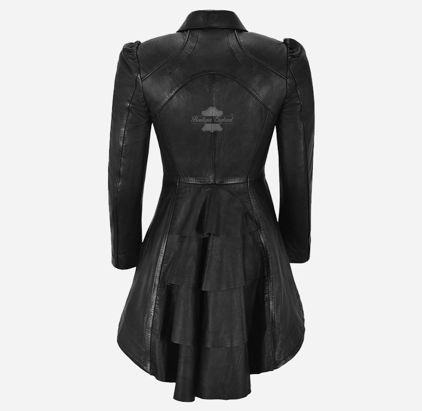 MYSTIC Gothic Dovetail Leather Tailcoat for Women Leather Coat