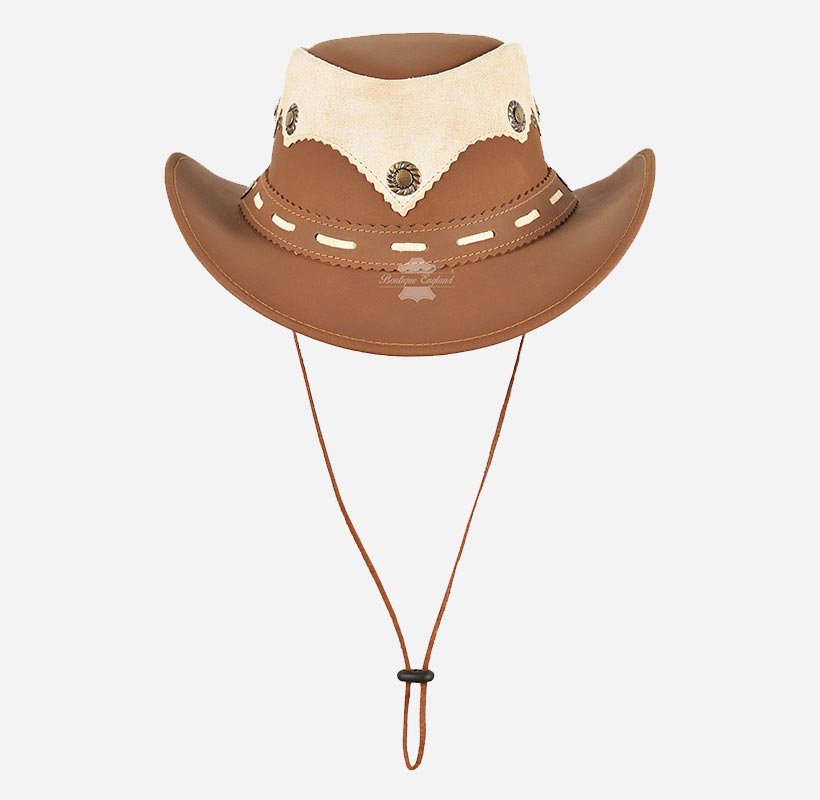 Australian Western Aussie Style Cowboy Leather Hat Faded Conchos