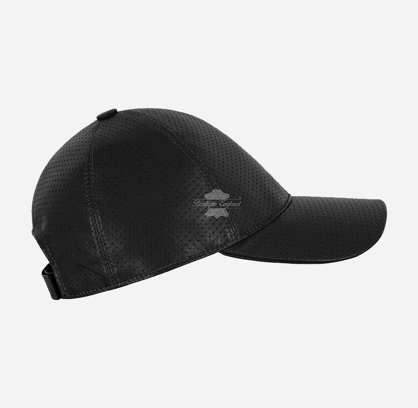 Unisex Perforated Leather Baseball Cap Leather Hat
