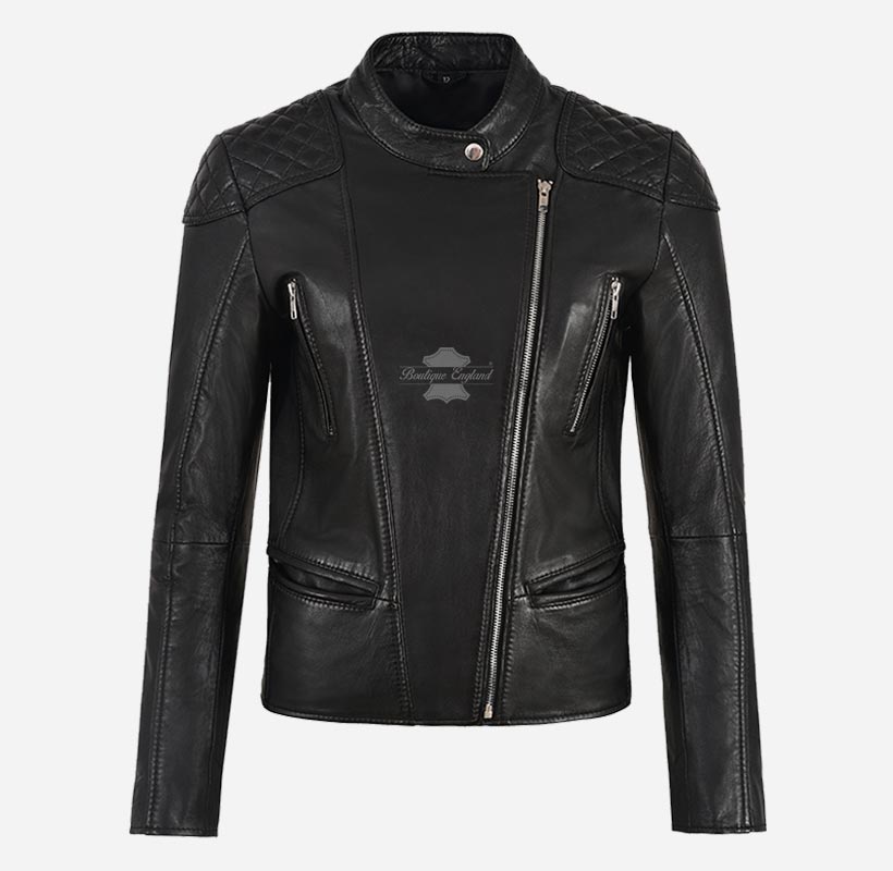 SABEL Ladies Black Leather Jacket Biker Style Leather Jacket
