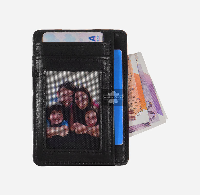 SLIM Porte-cartes Unisexe Cuir Slim Money Case Wallet RFID Protected