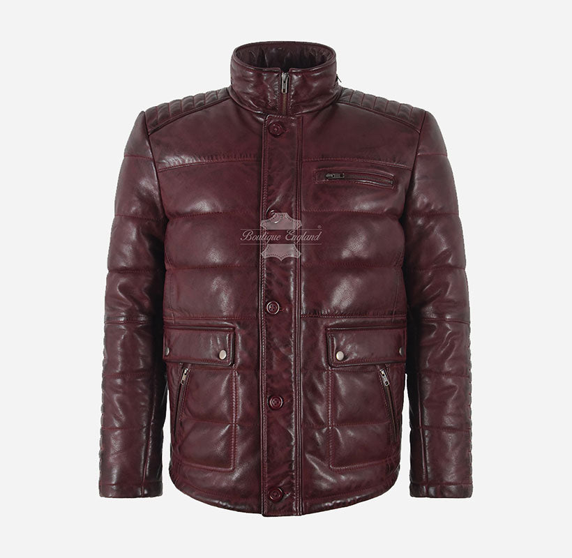 Cornwall Padded Quilted Jacket Mens Classic Puffer Leather Jacket