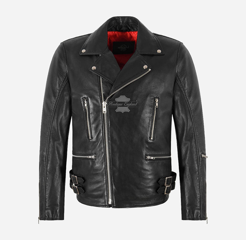RECKLESS MEN'S Biker Leather JACKET CROSS ZIP Fashion Jacket