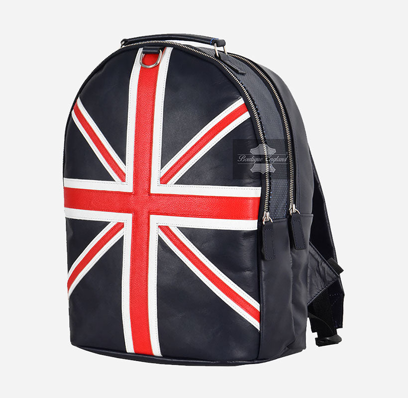 Unisex Union Jack Backpack Leather Laptop Friendly College Office Bag ...
