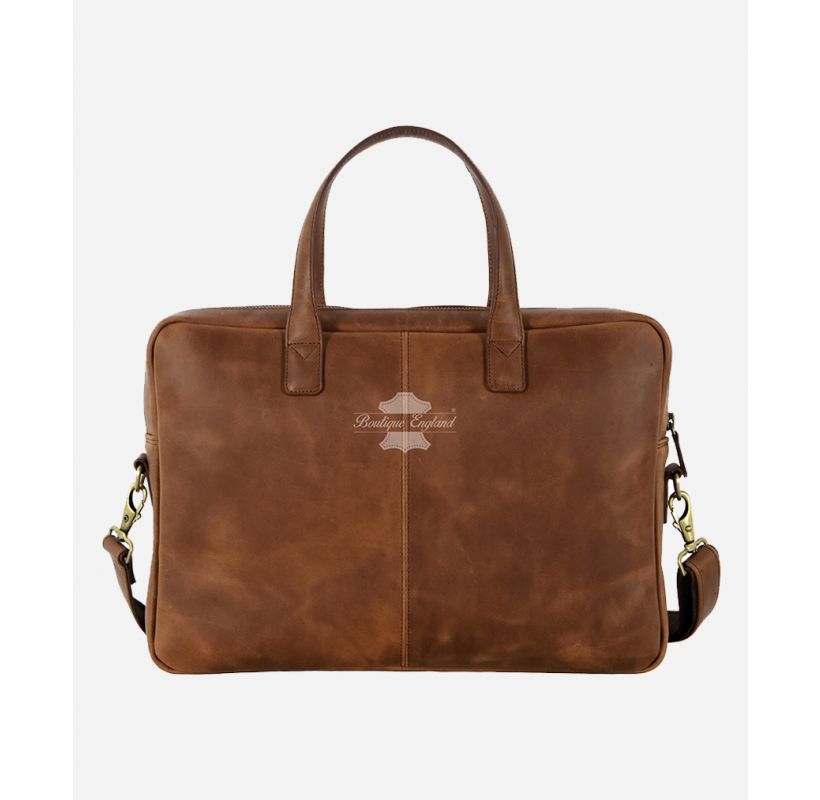 Leather Laptop Bag Briefcase Shoulder Bag Crazy Horse Office Travel Messenger Bag