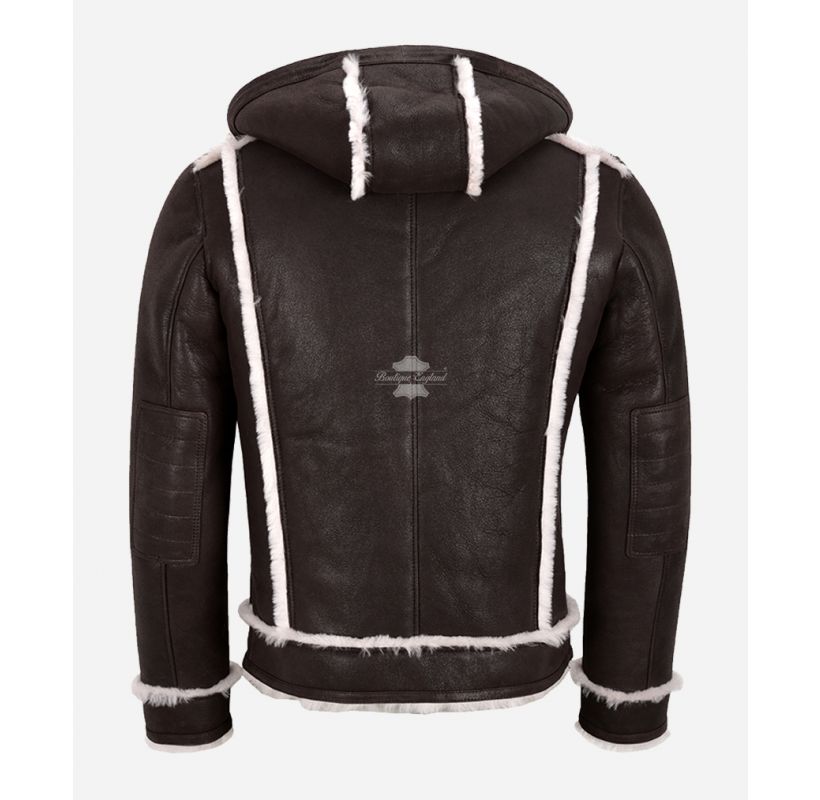 Fliegerjacke mit Kapuze für Herren aus Shearling Lammfell