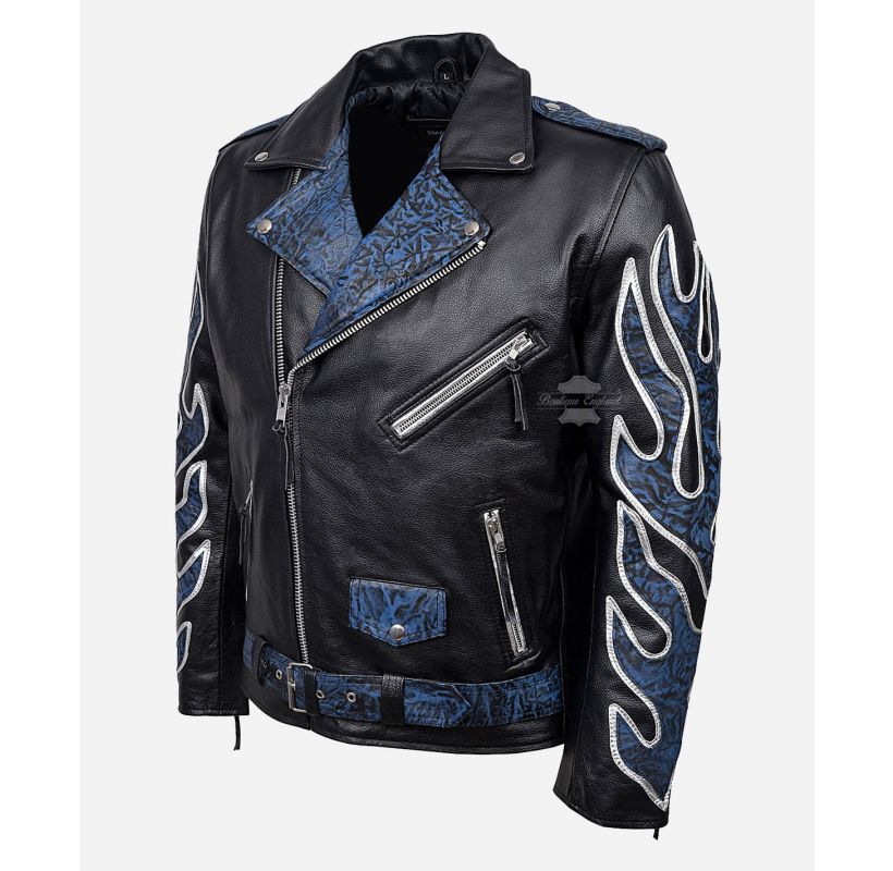 Infinity Leather Blouson Moto Cuir Vache Véritable Brando Femme - Style Classique Clouté