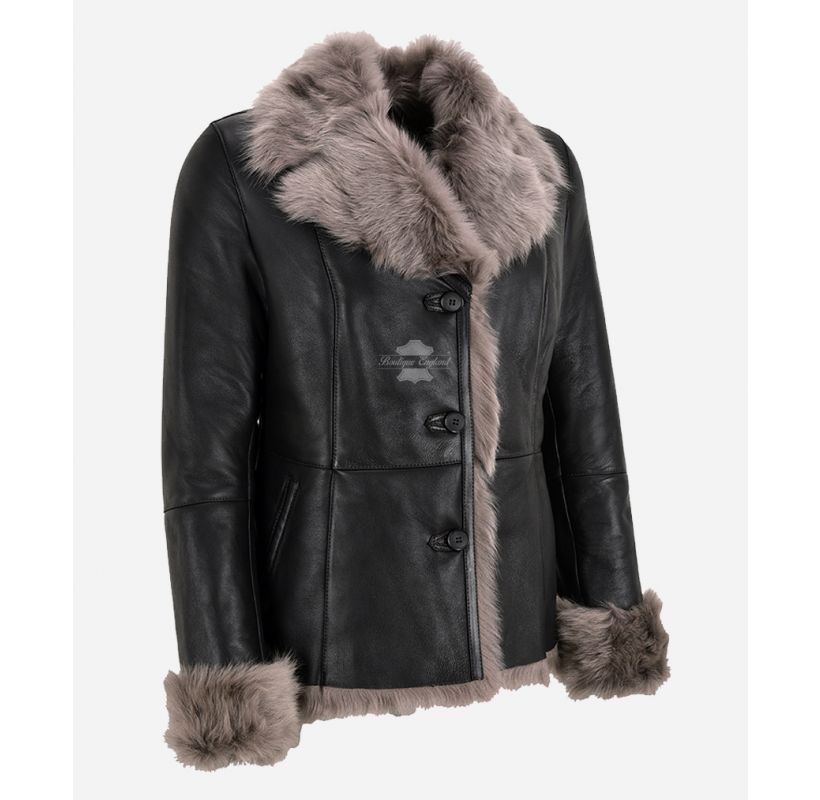 Elsie Ladies Sheepskin Toscana Jacket with Natural Fur Winter Jacket