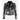Vintage Worn Waxed Jacket Ladies Biker Black Veste à franges en détresse