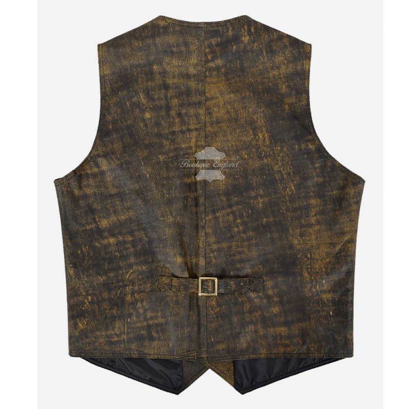 Rustic Renegade Men's Vintage Leather Waistcoat Classic Fashion Vest