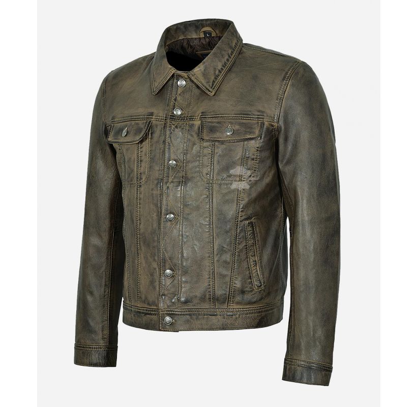 TRUCKER Leather Jacket For MENS Western Classic Leather Jacket