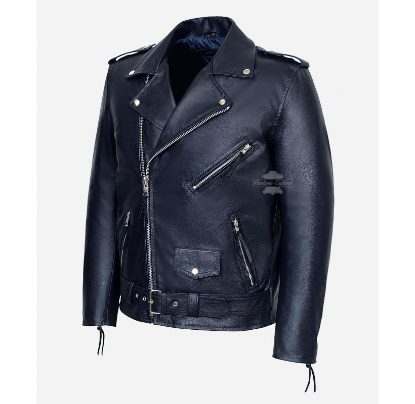 Men's Brando Leather Jacket Classic Motorbike Black Cowhide Marlon Biker Jacket Men's Brando Leather Jacket Classic Motorbike Black Cowhide Marlon Biker Jacket