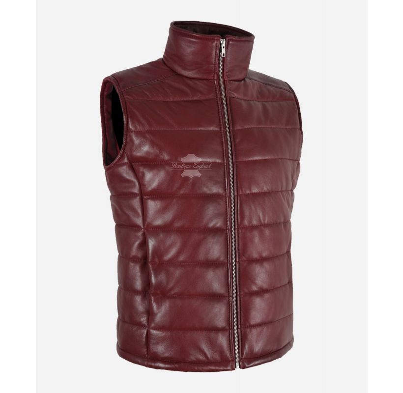 NOVA LADIES PUFFER LEATHER VEST QUILTED WARM PADDED SLEEVELESS JACKET