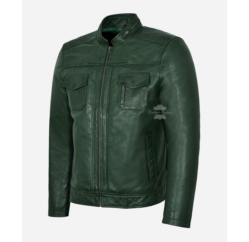 GUNNER Men's Leather Jacket Classic Biker Fashion Leather Jacket