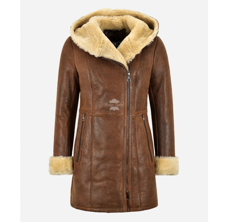 Ladies Sheepskin Jacket White Shearling Asymmetric Real Fur Bomber Jacket main image 1