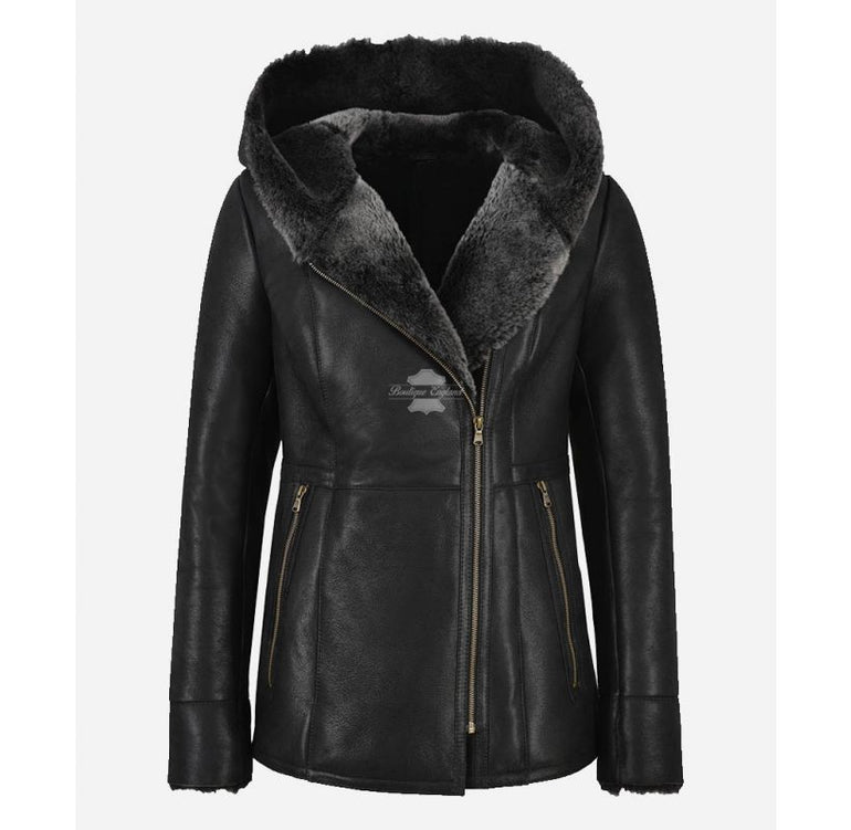 Irreverence Green Sheepskin Jackets with Fur Poufs and Collar