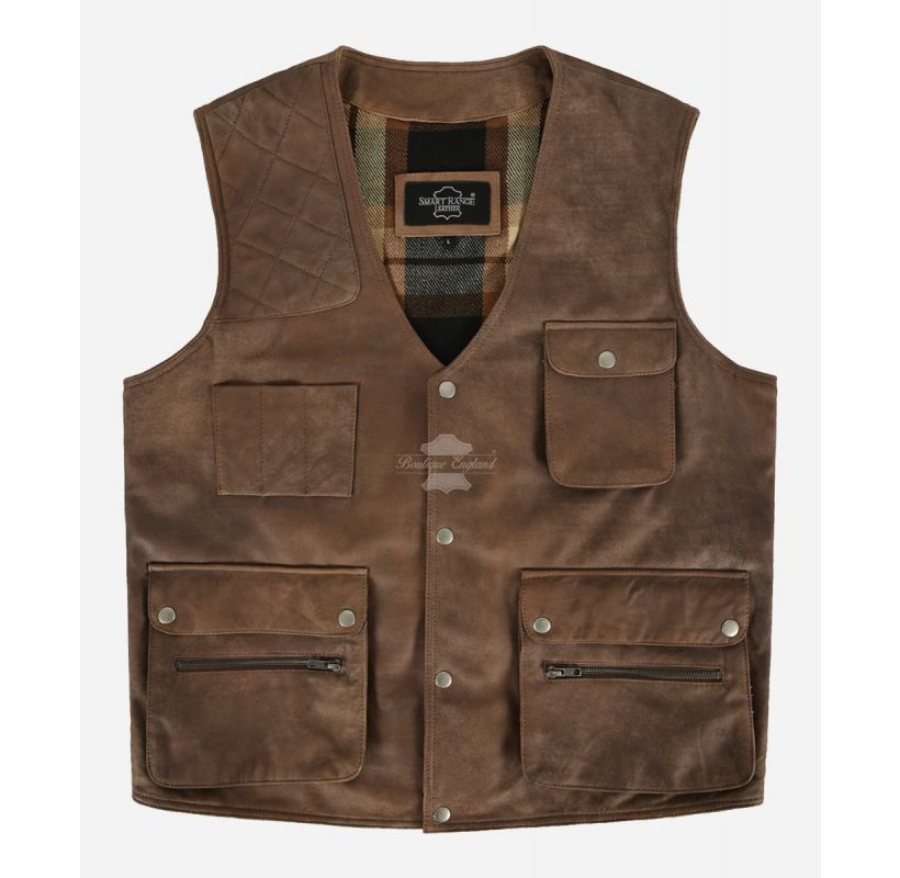 FISHERMAN Waistcoat Brown Buff HUNTERS Multi-Pocket SHOOTER Vest