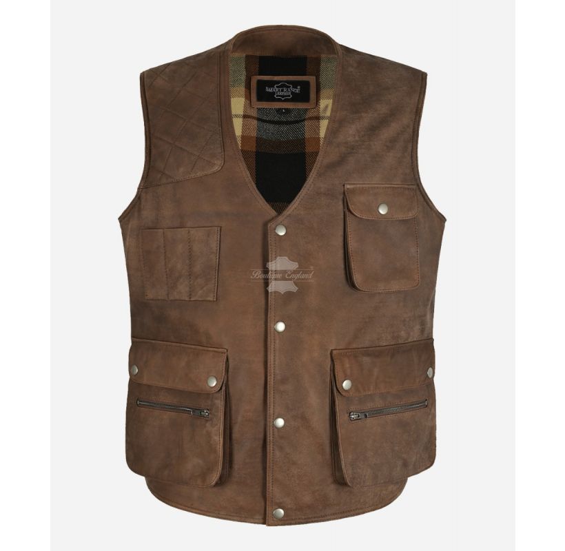 FISHERMAN Waistcoat Brown Buff HUNTERS Multi-Pocket SHOOTER Vest