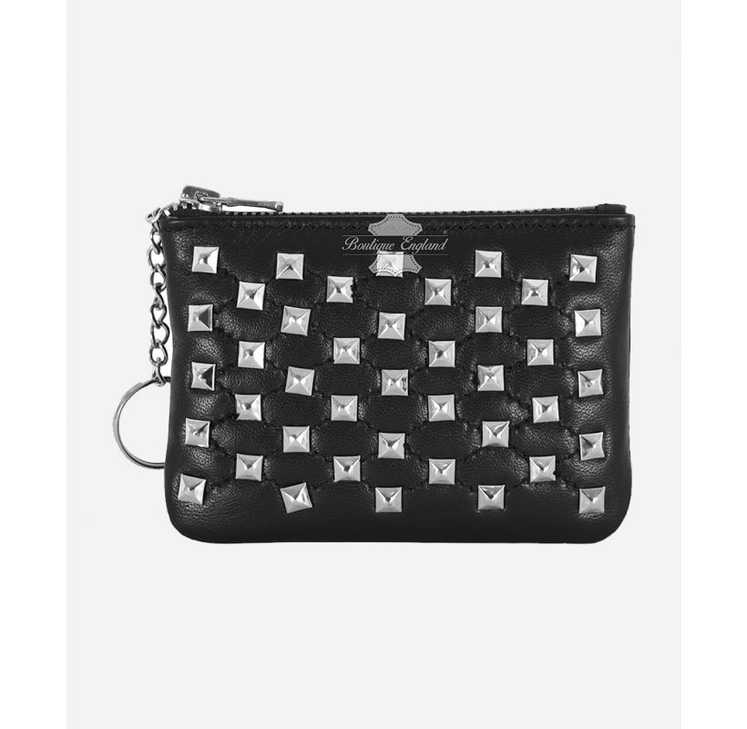 Ladies Studded Coin Pouch Black Key Pouch Small Purse