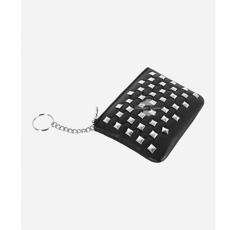 Ladies Studded Coin Pouch Black Key Pouch Small Purse