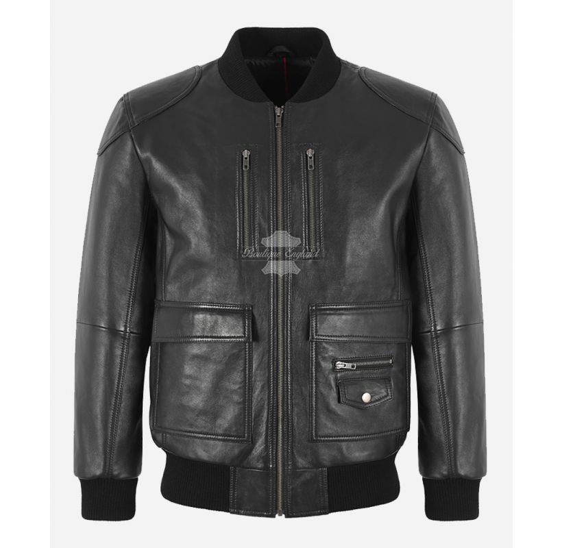 Gerard Flight Bomber jacket Classic Black Aviator Leather Bomber Jacket