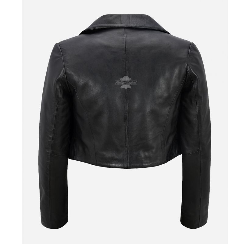 MAXIM Veste boléro courte en cuir à revers pour femme – Boutique