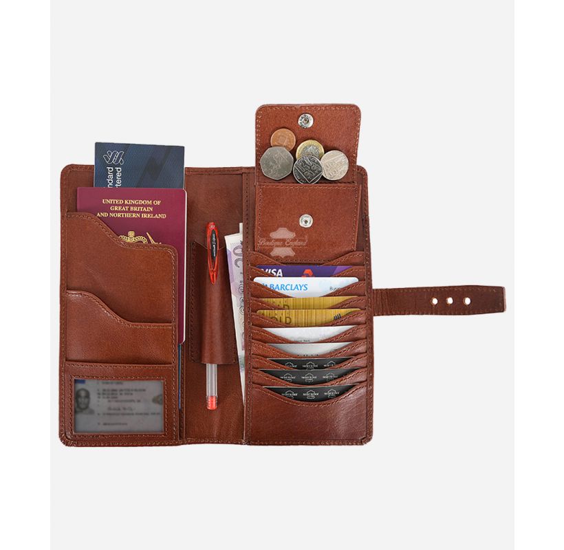 Comedically Large Wallet Men's Big Leather Wallet Chestnut Long Travel Wallet Card Holder Coat ...
