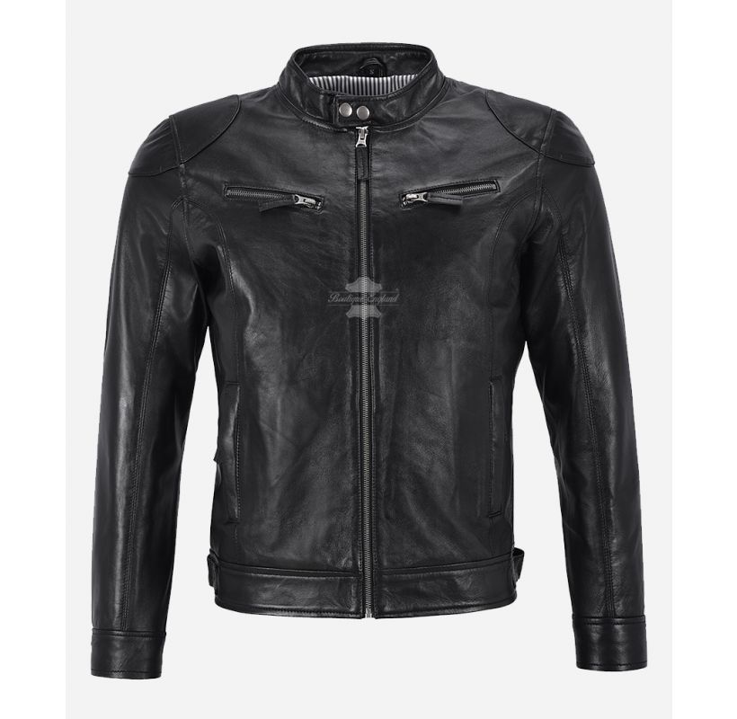 The Minimal Leather Jacket Schwarze klassische leichte Lederjacke für Herren