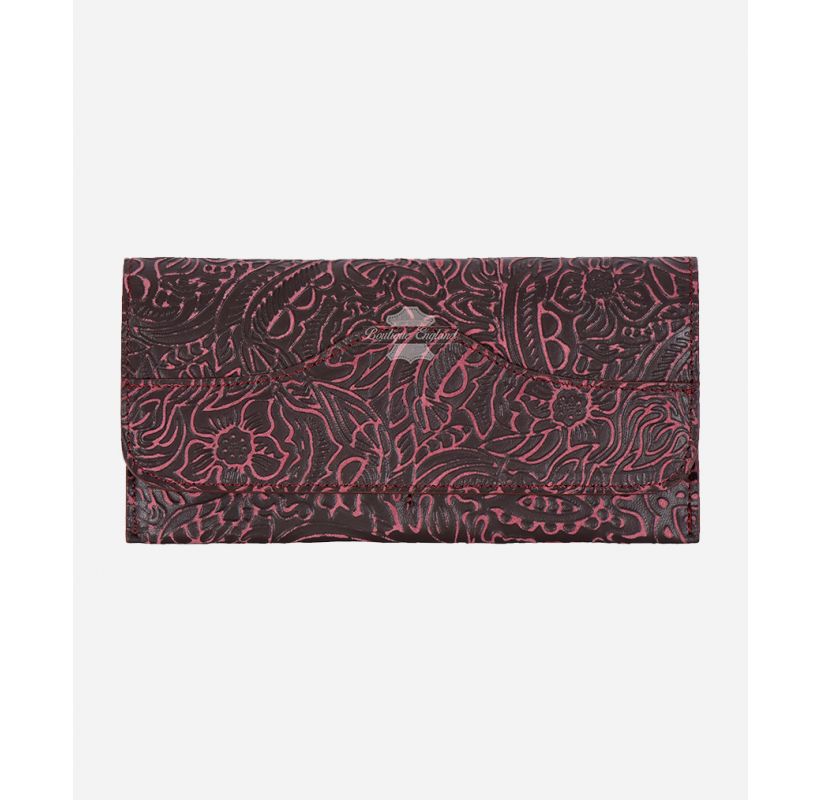 Pochette en cuir mince pour femme imprimé floral porte-carte porte-monnaie porte-monnaie