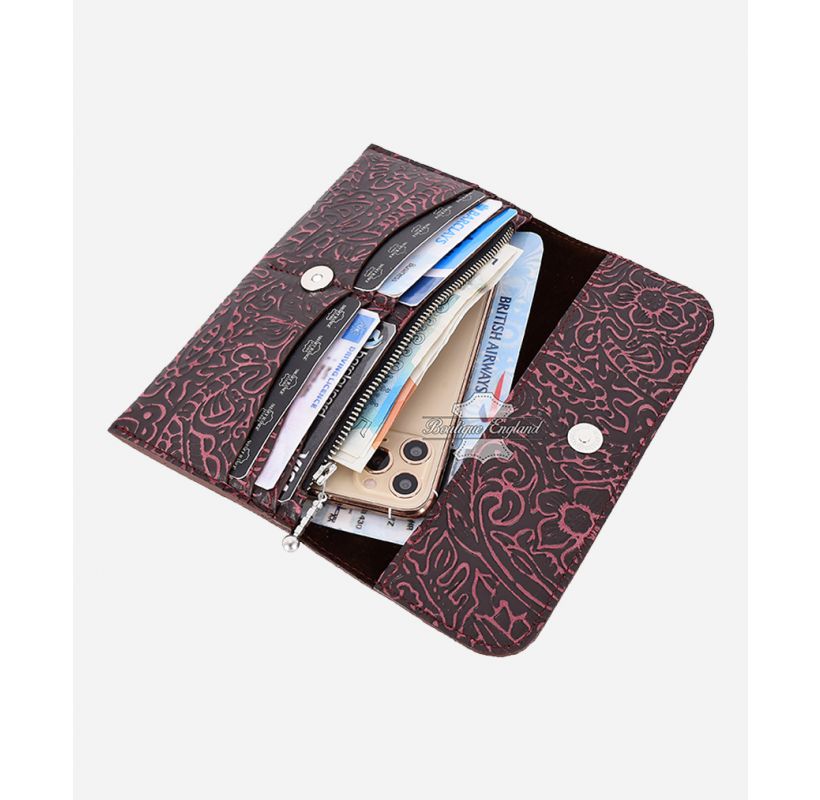 Pochette en cuir mince pour femme imprimé floral porte-carte porte-monnaie porte-monnaie