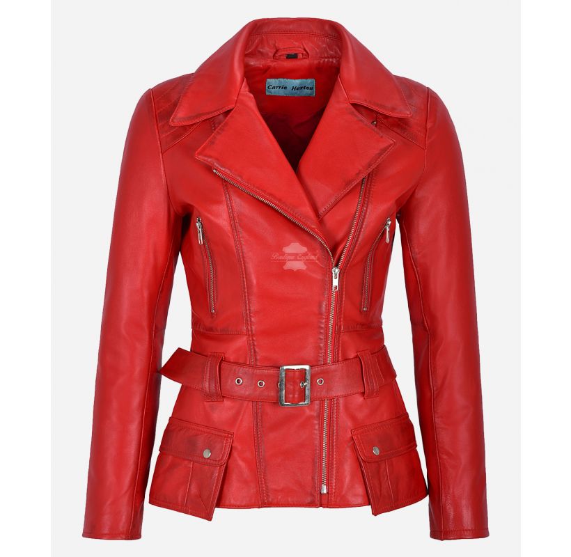 DESIRE LADIES LEATHER JACKET Trench Style Fitted Casual Leather Jacket