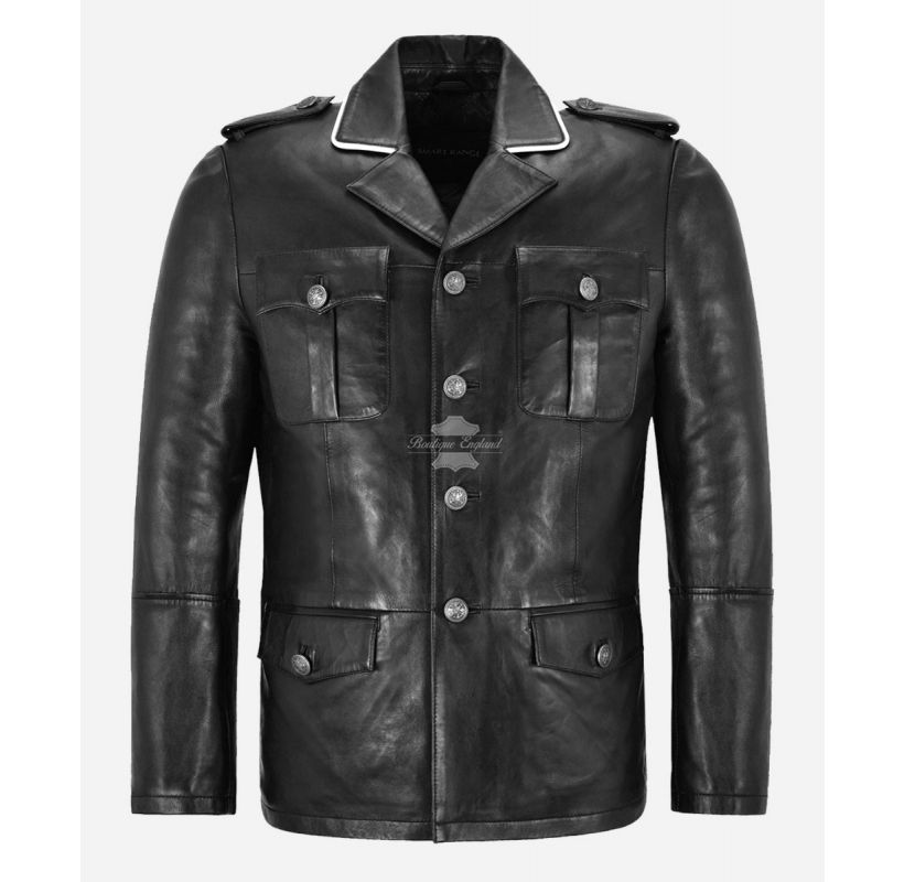 GERMAN CLASSIC WW2 Studded Leather PEA COAT Classic Leather Blazer