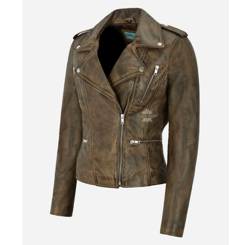 MYSTIQUE Ladies JACKET WOMEN BIKER FASHION Vintage Leather Jacket